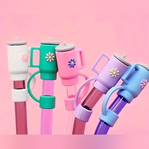 5 Pieces Cute Straw Covers Cap Toppers Silicone Fits Stanley Tumbler  Cup - USA
